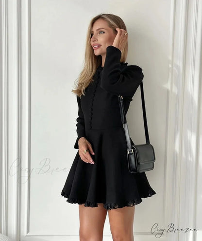 AISA Elegant MINI DRESS Black / L