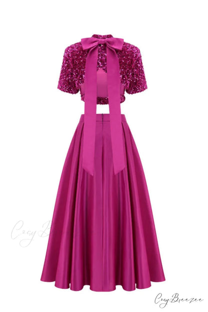 Aisha Sequin Bow Charming Lace Up Set