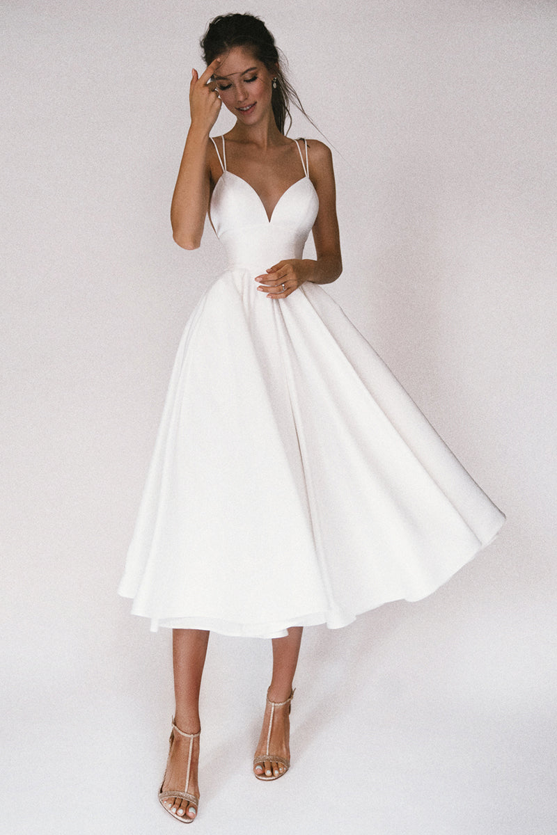 Aisle Soft White Trendy Satin Midi Dress