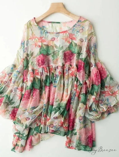 AIYA FLORAL BLOUSE - Plus Size