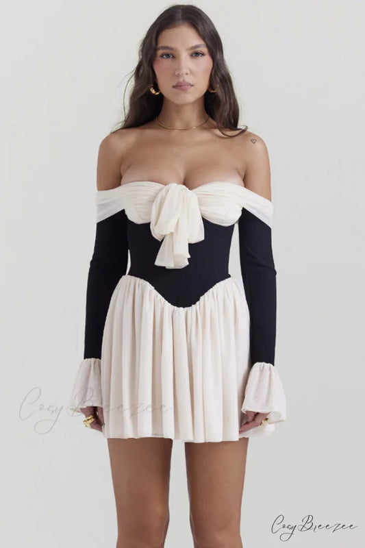 Alana Black & Charming Cream Off Shoulder Dress XS / Black & Cream