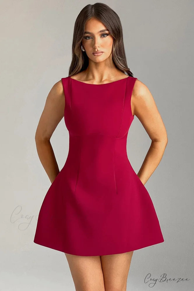 Alana Elegant Mini Dress M / Wine