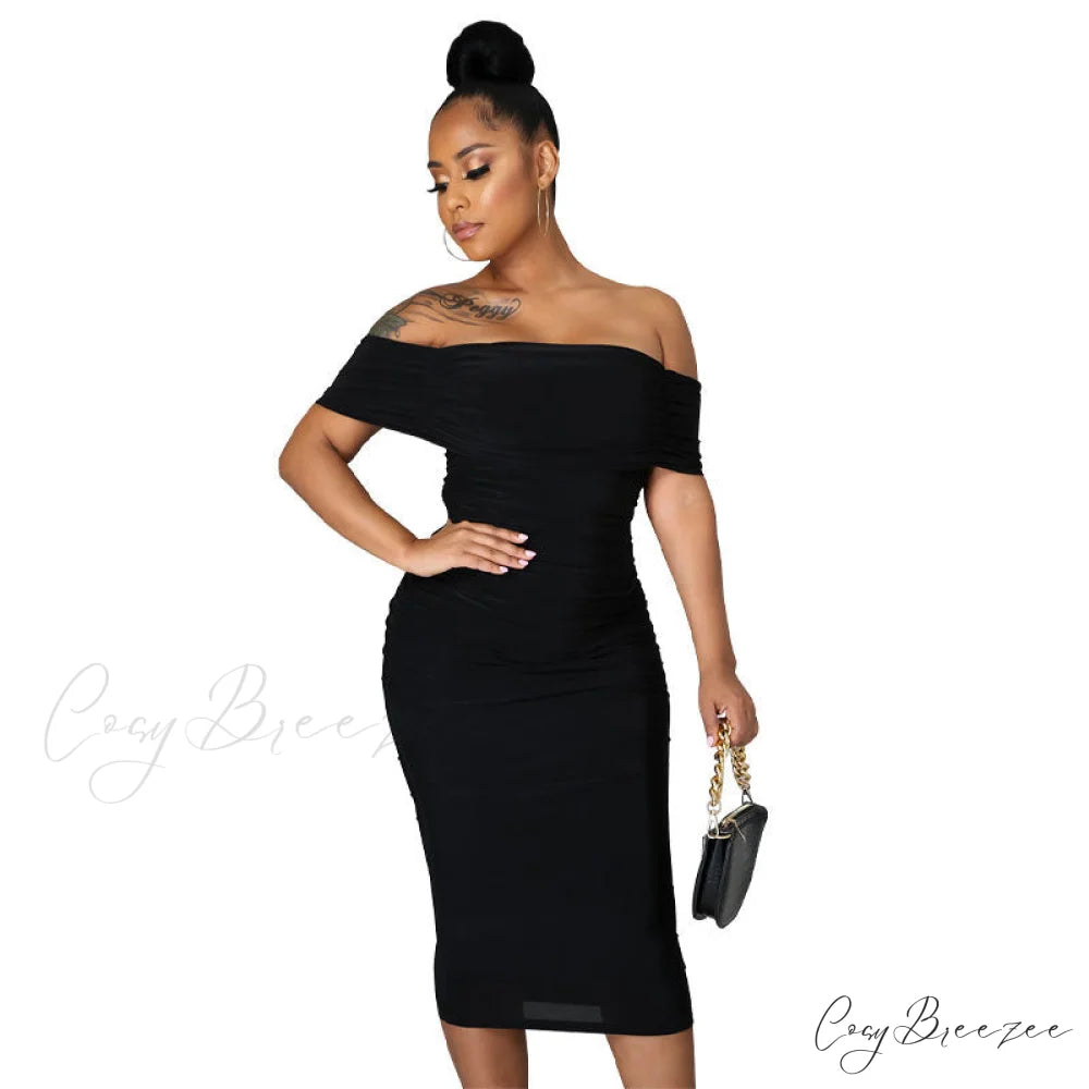 Alani Formal Off Charming The Shoulder Dress Black / S