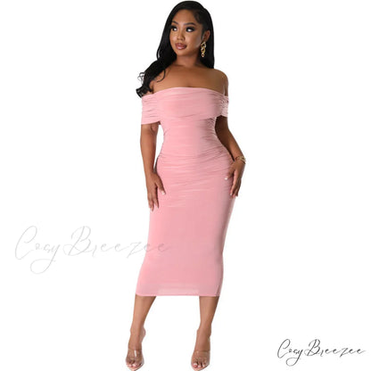 Alani Formal Off Charming The Shoulder Dress Pink / S