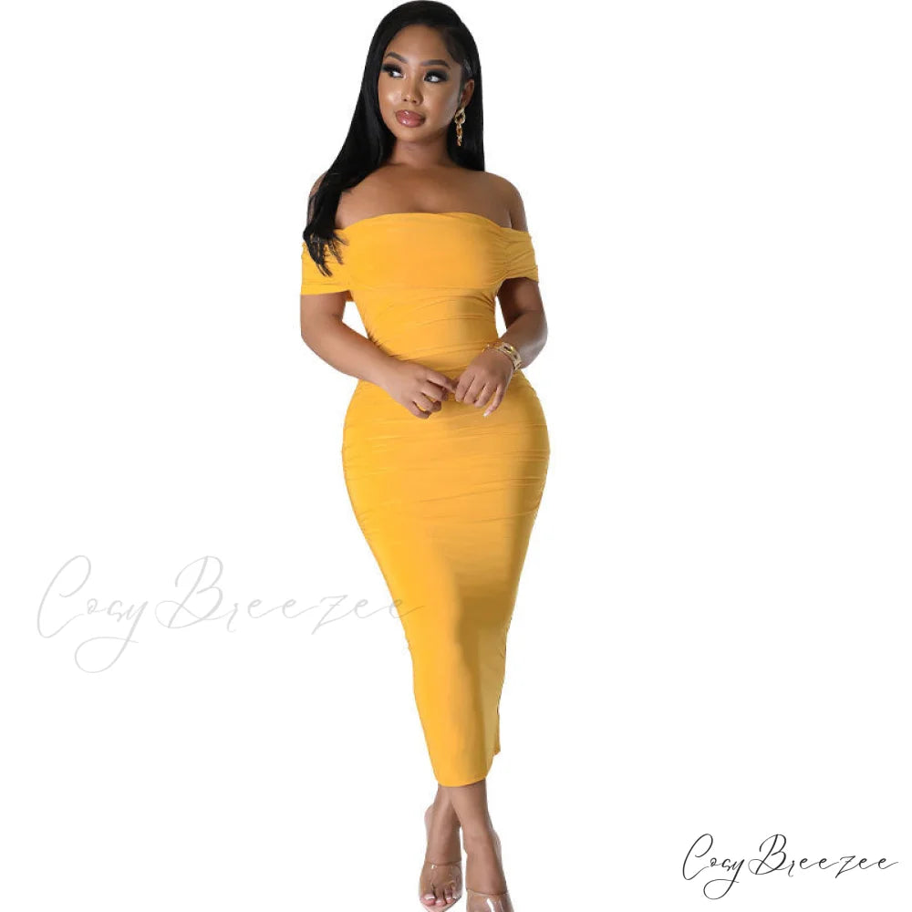 Alani Formal Off Charming The Shoulder Dress Yellow / S