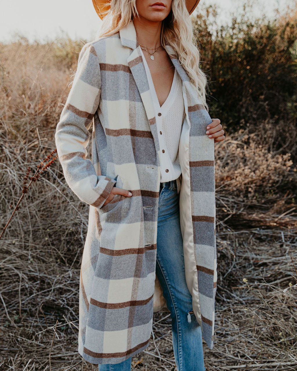 Alanis Plaid Coat with Pockets