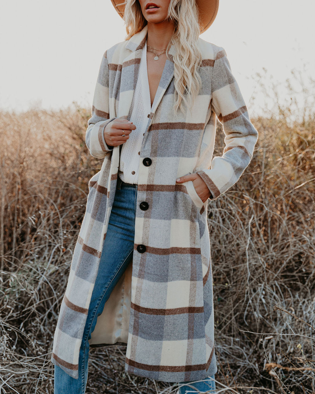 Alanis Plaid Coat with Pockets