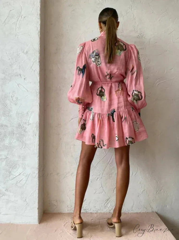 Alemais Cleo Smock Charming Mini Dress in Pink