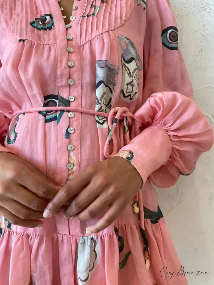 Alemais Cleo Smock Charming Mini Dress in Pink