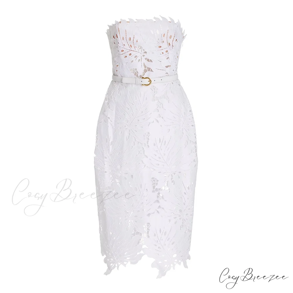 ALEXA Elegant MIDI DRESS White / XS