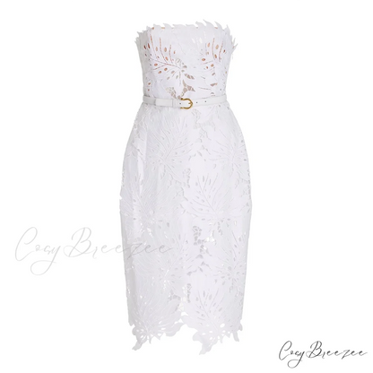 ALEXA Elegant MIDI DRESS White / XS