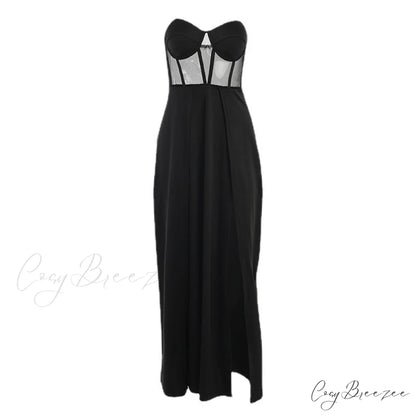 Alexia Formal High Charming Slit Illusion Dress BLACK / S