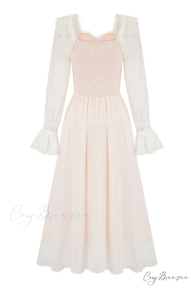 Aliana Floral Hollow Charming Long Sleeve Dress