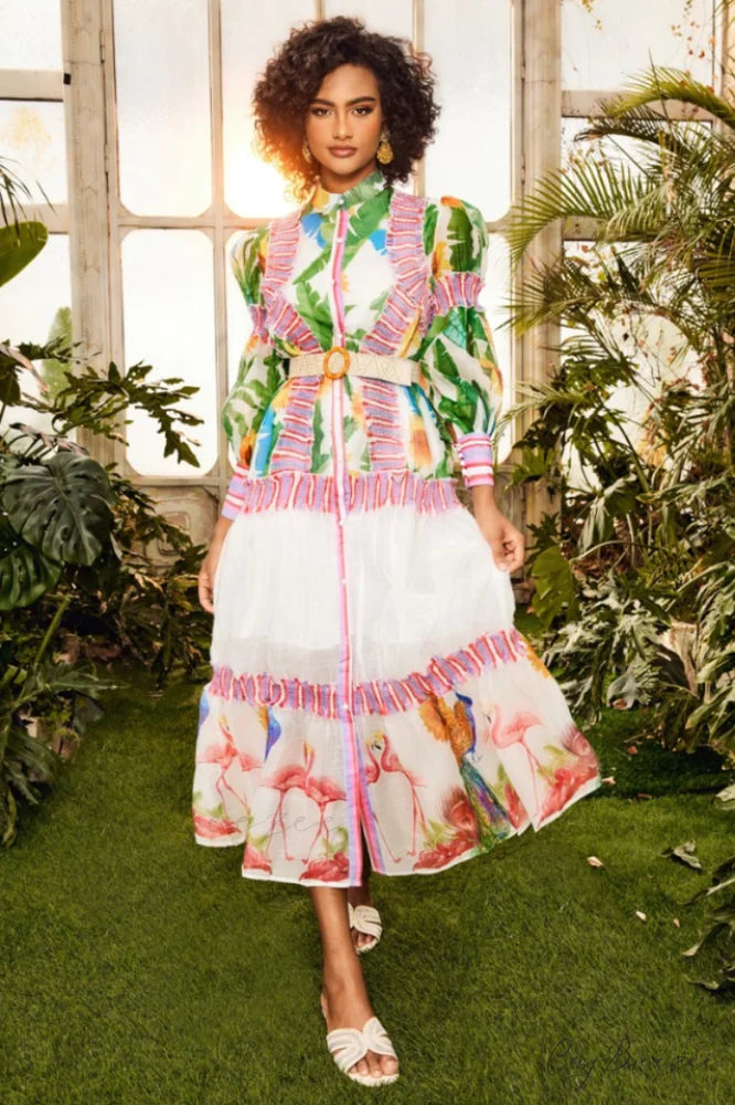 Alina Floral Lantern Charming Sleeve Maxi Dress S / Multi