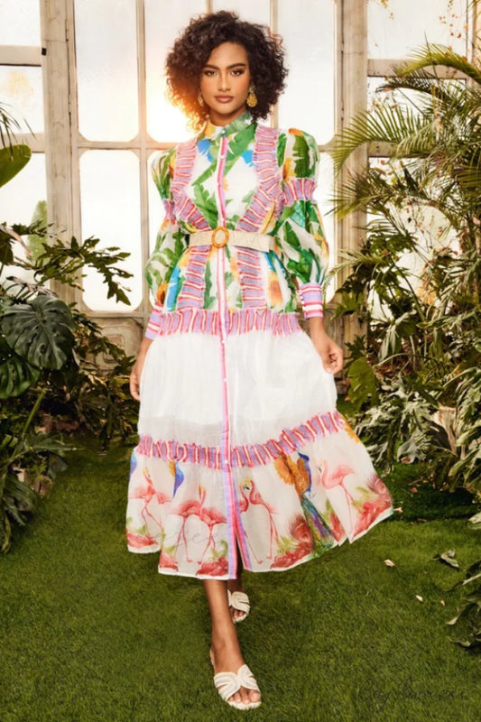 Alina Floral Lantern Charming Sleeve Maxi Dress S / Multi
