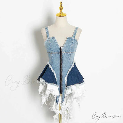 ALINE Elegant MINI DRESS Blue / S