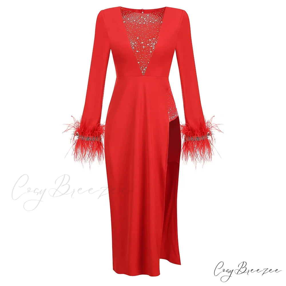 ALISIA Elegant MAXI DRESS Red / S