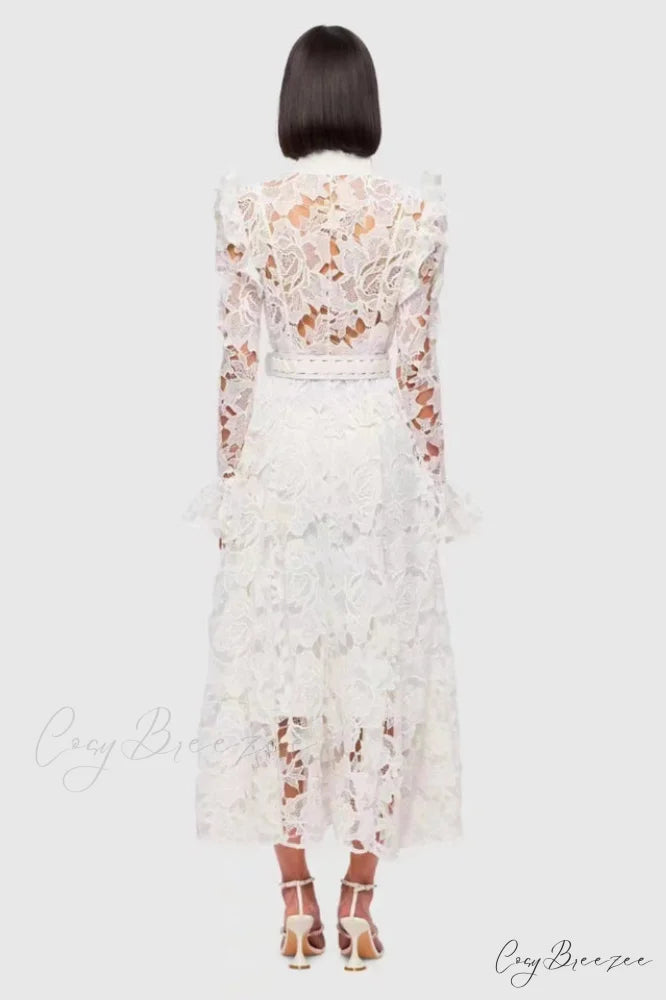 Aliyah Lace Fashion Charming Sleeve Midi Dress