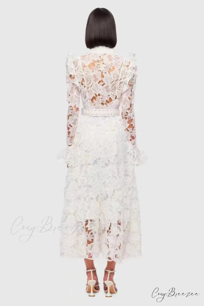 Aliyah Lace Fashion Charming Sleeve Midi Dress