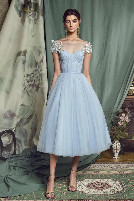 All About Love Trendy Bustier Midi Dress Light Blue / 2