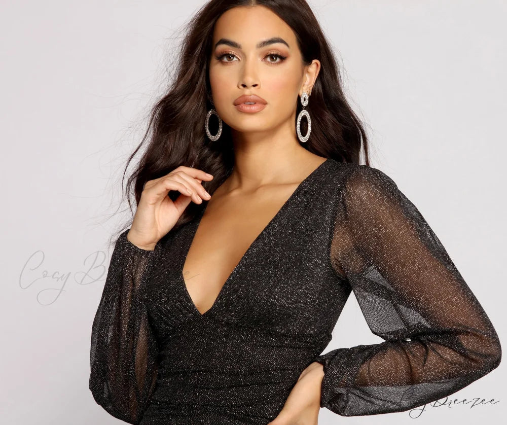 All About The Charming Glitz Mesh Mini Dress