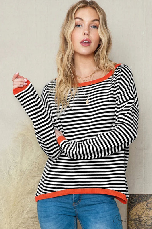 All Around The Charming Way Striped Top S / 1#