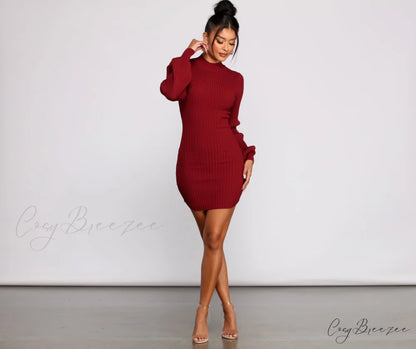 All Dolled Up Charming Ribbed Knit Mini Dress