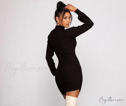 All Dolled Up Charming Ribbed Knit Mini Dress