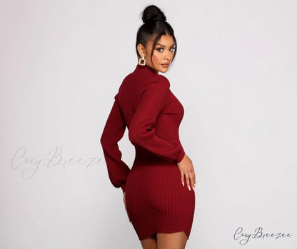 All Dolled Up Charming Ribbed Knit Mini Dress