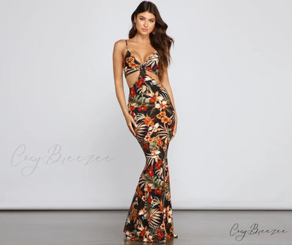 All Eyes On Me Graceful Floral Eyelet Maxi Dress NAVY / XS