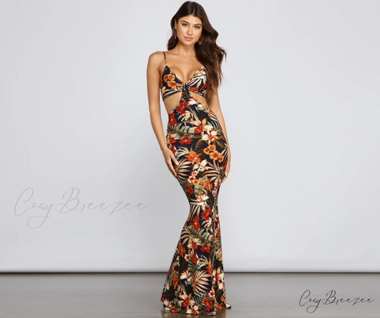 All Eyes On Me Graceful Floral Eyelet Maxi Dress NAVY / XS