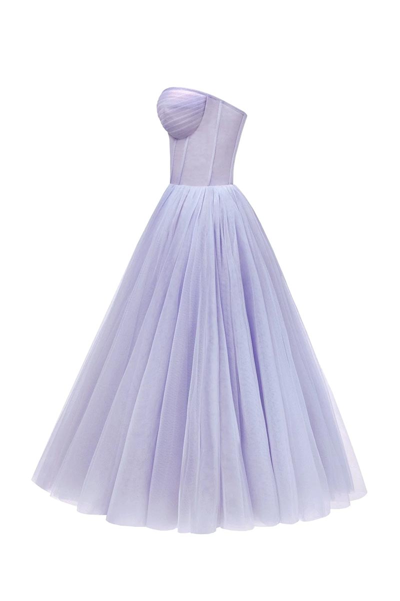 All For Love Trendy Strapless Tulle Midi Dress