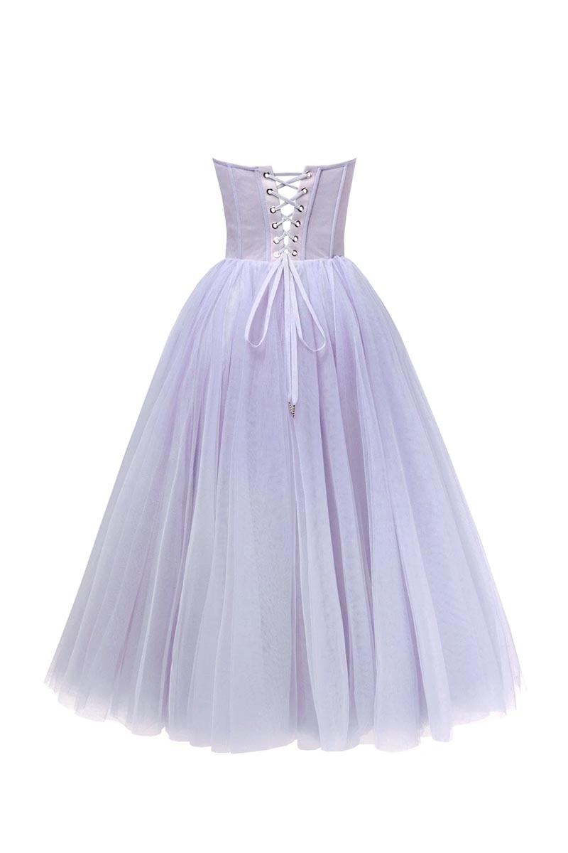 All For Love Trendy Strapless Tulle Midi Dress