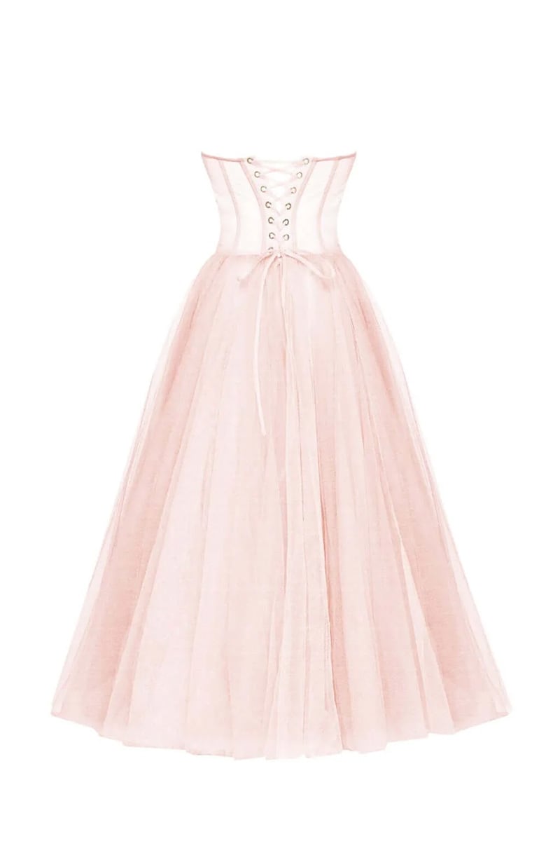 All For Love Trendy Strapless Tulle Midi Dress