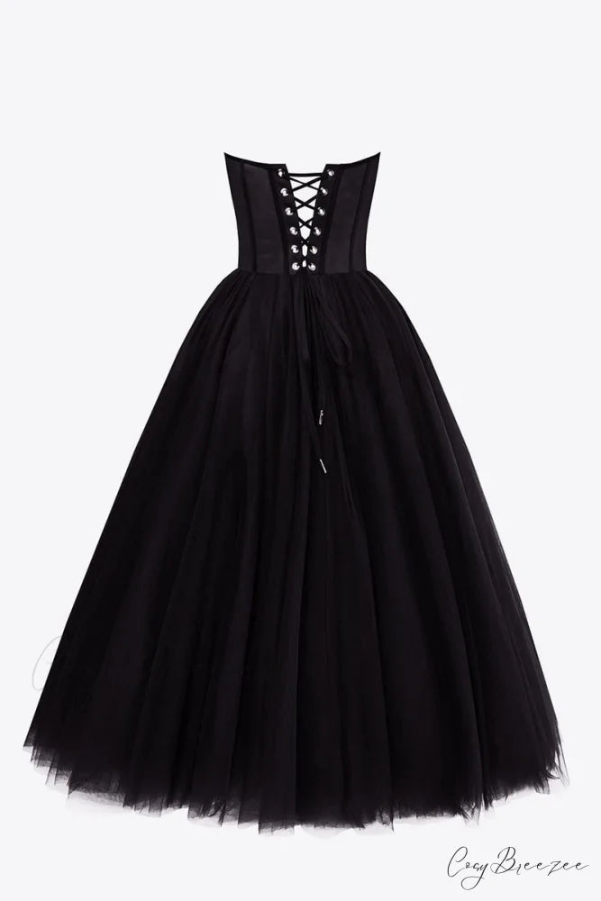 All For Love Trendy Strapless Tulle Midi Dress