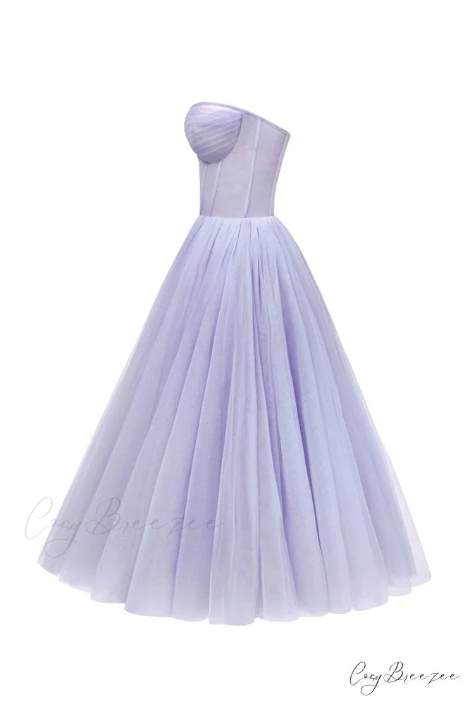 All For Love Trendy Strapless Tulle Midi Dress