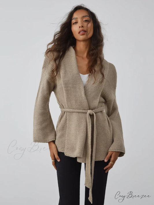 All I Graceful Wanted Tie Cardigan Khaki / S
