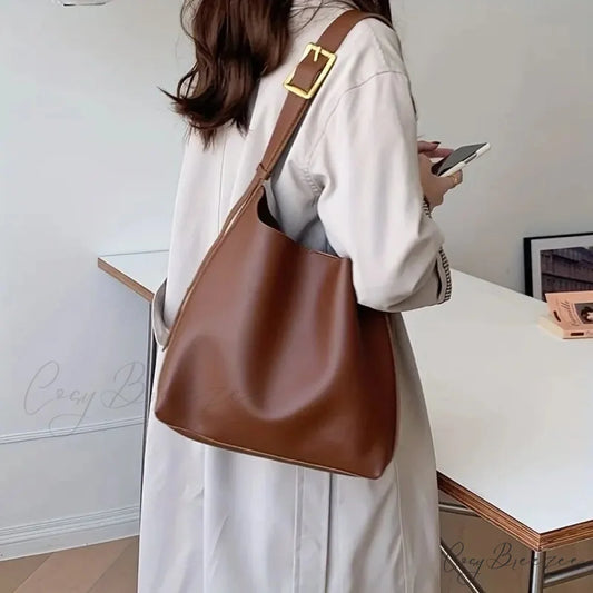 All-Match Minimalist PU Leather Shoulder Bag SB372-Brown shoulder-250126