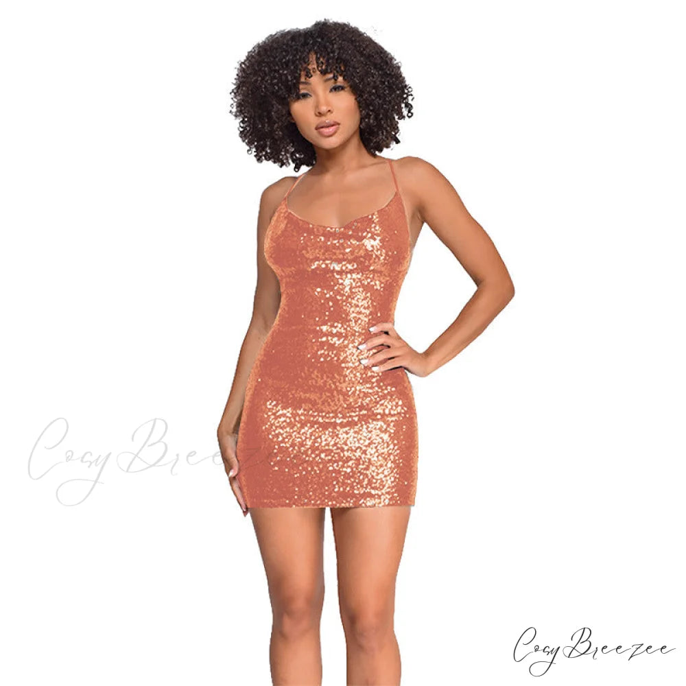 All The Drama Charming Sequin Mini Dress Champagne / S