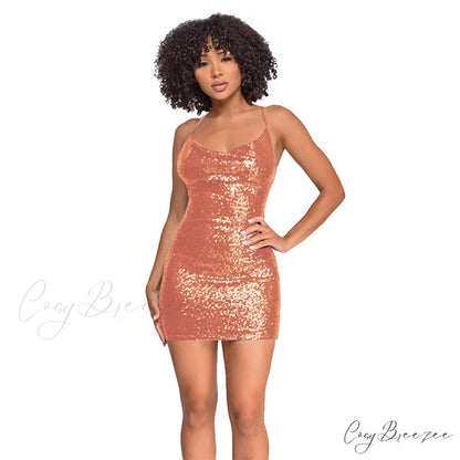 All The Drama Charming Sequin Mini Dress Champagne / S