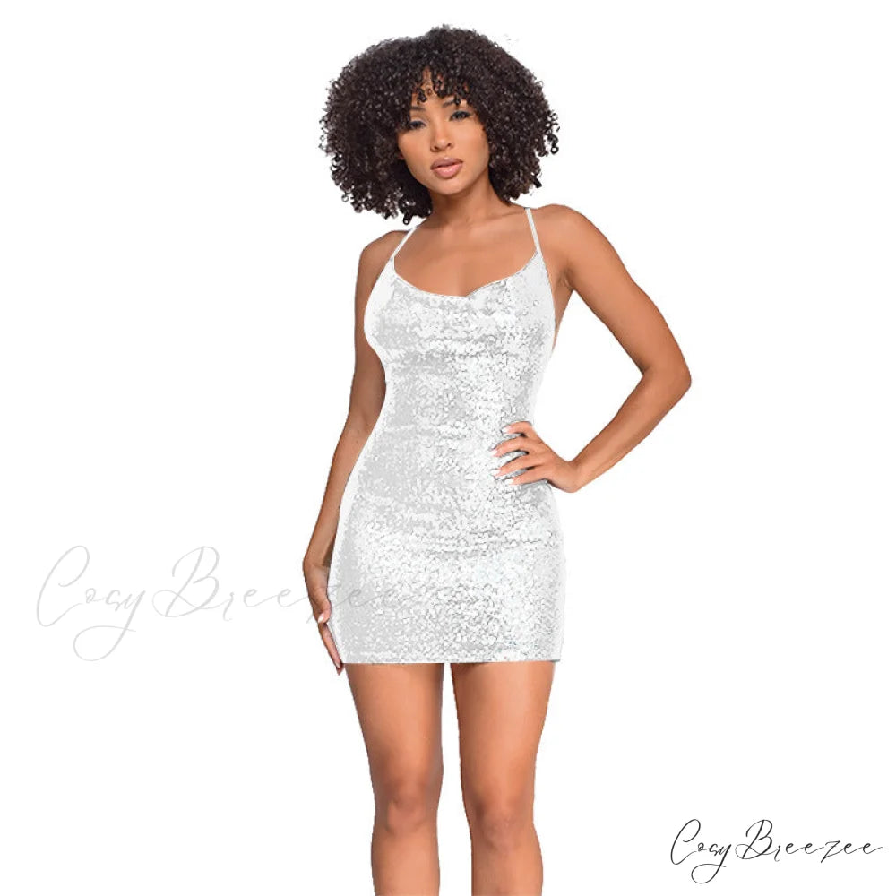 All The Drama Charming Sequin Mini Dress White / S