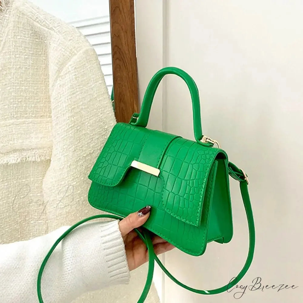 Alligator Pattern Small Vintage PU Leather Crossbody Green handbag-250126