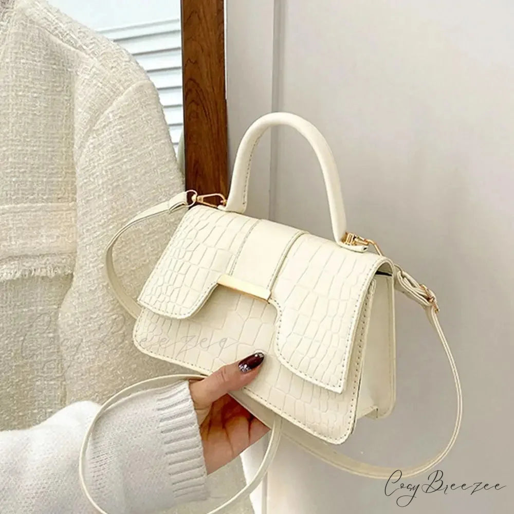Alligator Pattern Small Vintage PU Leather Crossbody White handbag-250126
