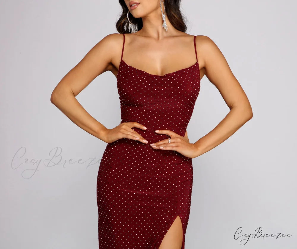 Allison High Slit Charming Embellished Formal Dress