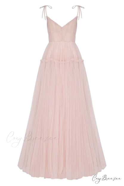 Alluring Beauty Tie-Strap Trendy Tulle Maxi Dress