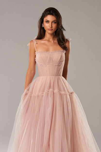 Alluring Beauty Tie-Strap Trendy Tulle Maxi Dress