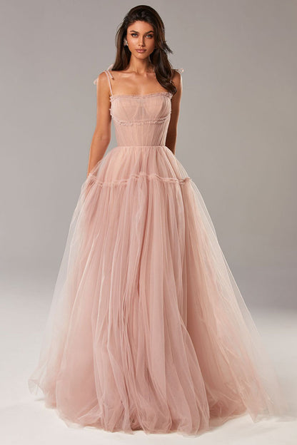 Alluring Beauty Tie-Strap Trendy Tulle Maxi Dress