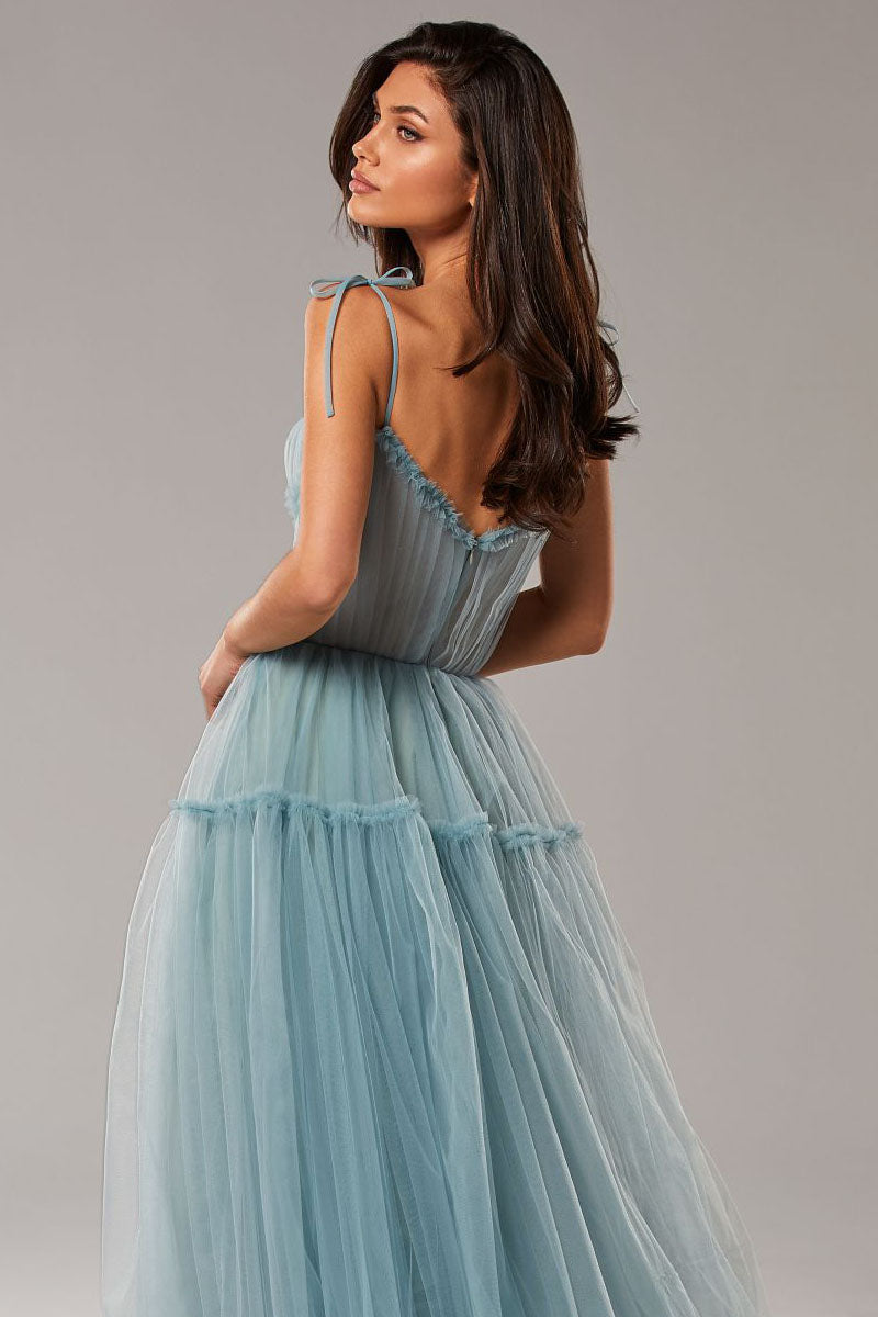 Alluring Beauty Tie-Strap Trendy Tulle Maxi Dress