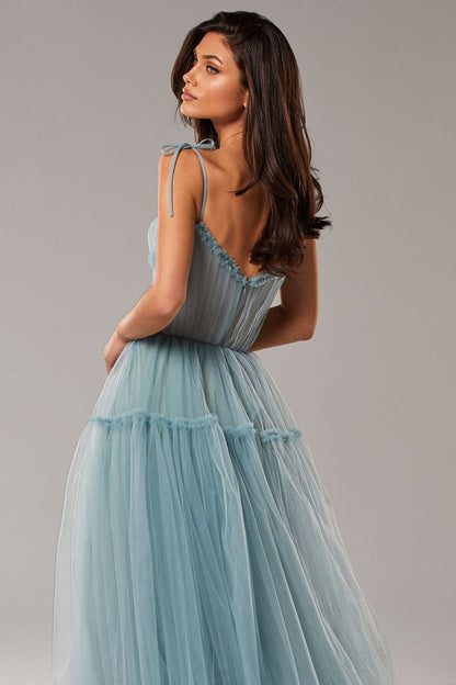 Alluring Beauty Tie-Strap Trendy Tulle Maxi Dress