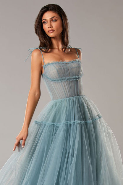 Alluring Beauty Tie-Strap Trendy Tulle Maxi Dress